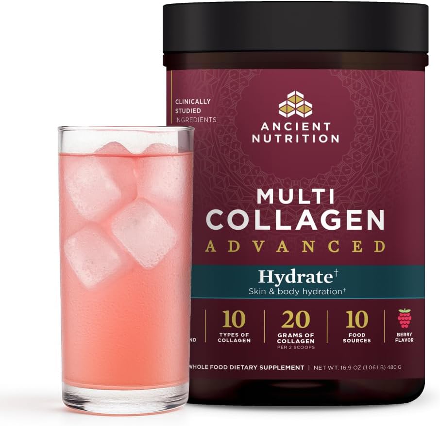 Antike Ernährung Advanced Multi Collagen Protein Pulver Hydrate, Mischbeere, 30 Portionen