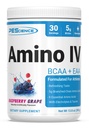 PEScience Amino IV BCAA & EAA Pulver, essentielle Aminosäuren, Taurine, Elektrolyte für Hydration und Muskelrückgewinnung, Zucker frei für Männer und Frauen, Post Workout - Raspberry Grape - 30 Portionen