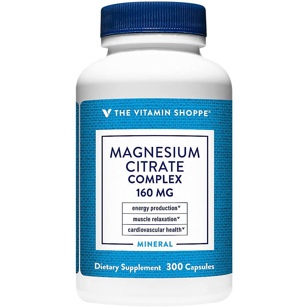 Der Vitamin Shoppe Magnesium Citrate Complex 160MG, Mineralische Ergänzung, die Knochen, Zähne & Energie Produktion unterstützt (300 Kapseln)