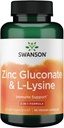 Swanson Zink Gluconate '&' L-Lysine - 2-in-1 Formel 90 Veg Caps