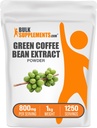 Suppléments en vrac Poudre d'extrait de café vert - Suppléments de café vert - Support énergétique, sans gluten, 800mg par portion, 1kg (2,2 lbs) (paquet de 1)
