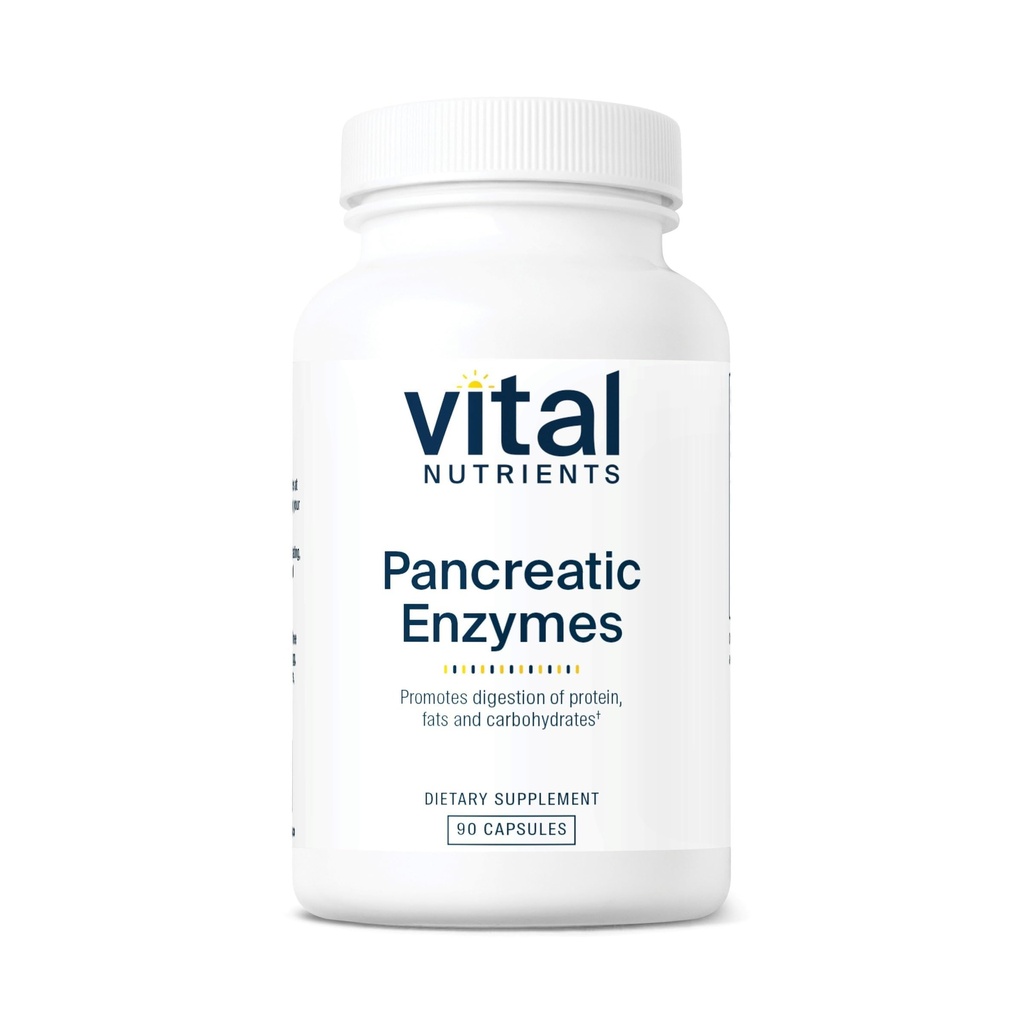 Vital Nährstoffe Pankreasenzyme 1000mg (Full Strength) | Pankreatin Verdauungsergänzung mit Protease, Amylase & Lipase | Verdauungsenzyme | Gluten, Dairy und Soy Free | 90 Kapseln