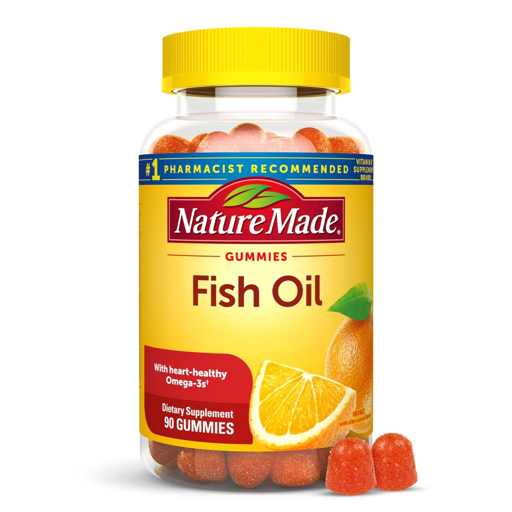Huile de poisson de nature Omega 3 Gummies, suppléments d'huile de poisson Omega 3, soutien cardiaque sain, 90 Gummies, 45 jours d'approvisionnement