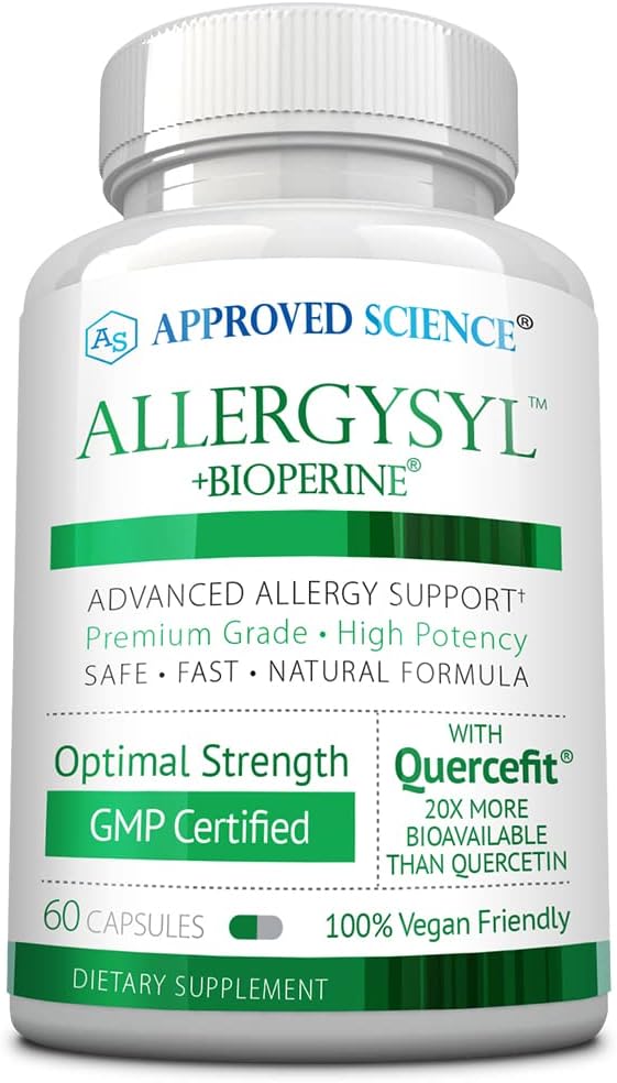 Genehmigte Wissenschaft Allergysyl - niedrigere Intensität von saisonalen Allergien, Boost Immunität, Reich an Antioxidantien - Vegan Friendly - 60 Kapseln - Made in USA