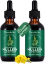 2 Stück Bio-Flüssig-Müllein-Extrakt-Ergänzung für Lungsgesundheit - Vegan, keine ZusatzstoffeBronchial-Reinigung für Gesundheitsunterstützung- 2 fl oz Mullein Tropfen