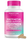 Pink Stork Postpartum Mood Unterstützung - postnatal Hormon Balance für Frauen - Stillend Freundlich - Stress & kognitive Unterstützung, Neue Mutter Essentials - Ashwagandha, Kamille, & Vitamin D, 60 Kapseln