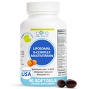 Core Med Science Multivitamines Méthylées Liposomiques B-Complexe, 90 Softgels - Supplément de vitamine complexe Super B actif non-OGM pour la santé cardiaque - Supplément de soutien immunitaire complexe Méthyl B VIT