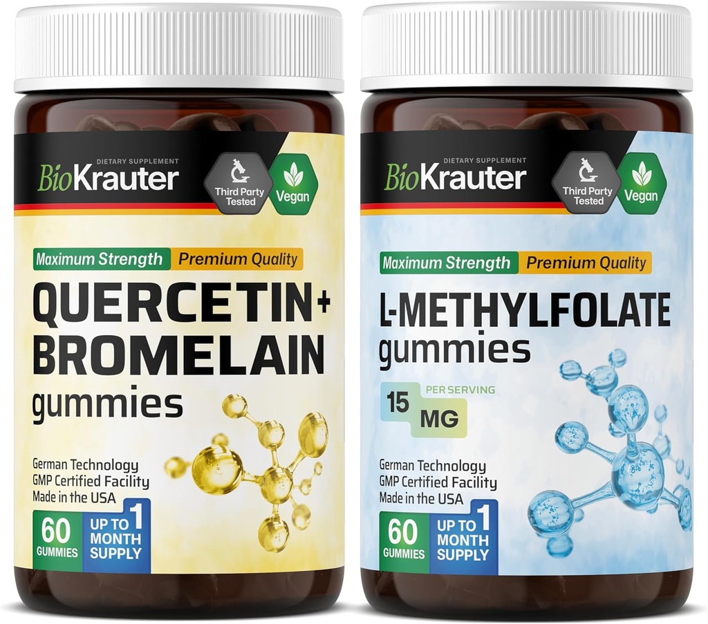 BIO KRAUTER Quercetin mit Bromelain 60 Gummis & L-Methylfolat 60 Gummis