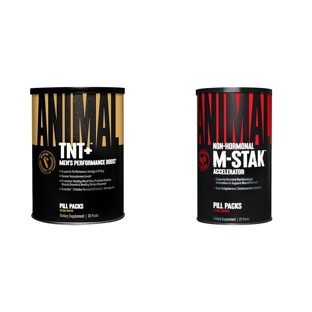 Animaux TNT+ Test Booster & M-Stak Muscle Building Stack pour hommes - 21 comte