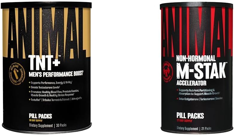 Animaux TNT+ Test Booster & M-Stak Muscle Building Stack pour hommes - 21 comte