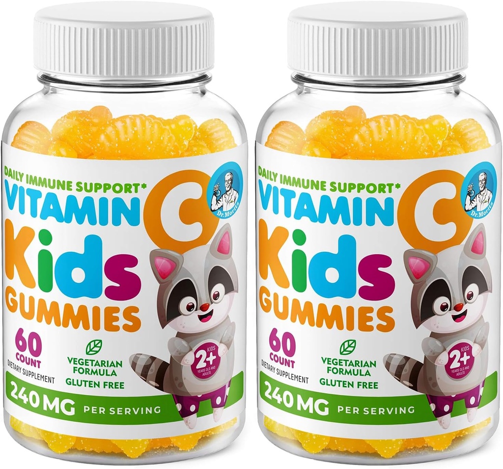 DR. MORITZ Vitamin C-Gummi für Kinder & Erwachsene 240 mg - Immununterstützung Low-Sugar Chewable Vitamine für Kleinkinder - Vegetarische Gelatin-freie Kinderernährungsergänzung (Citrus Flavor) (120 Count)