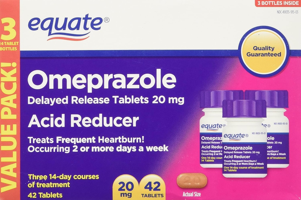 Omeprazole 20 milligramme, réducteur acide, libération retardée, 42 comprimés