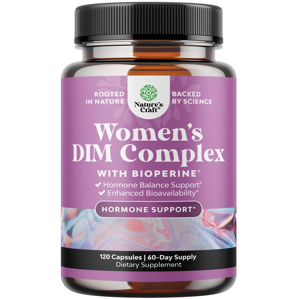 Natures Craft Potent DIM Ergänzung für Frauen - Hormon Balance für Frauen mit DIM und Schwarz Pfeffer Menopause Unterstützung und PMS Relief - Menopause Ergänzungen Extra Stärke 300mg pro Servieren