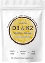 Vitamin D3 K2 Supplement, 10000 IU D3 + 200 MCG K2, 300 Softgele, Non-GMO, Glutenfrei
