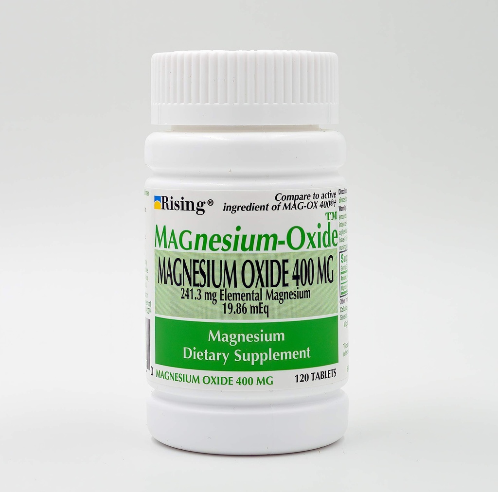Rising Pharma - Magnesiumoxid 400mg - elementares Magnesium Nahrungsergänzungsmittel - 120...