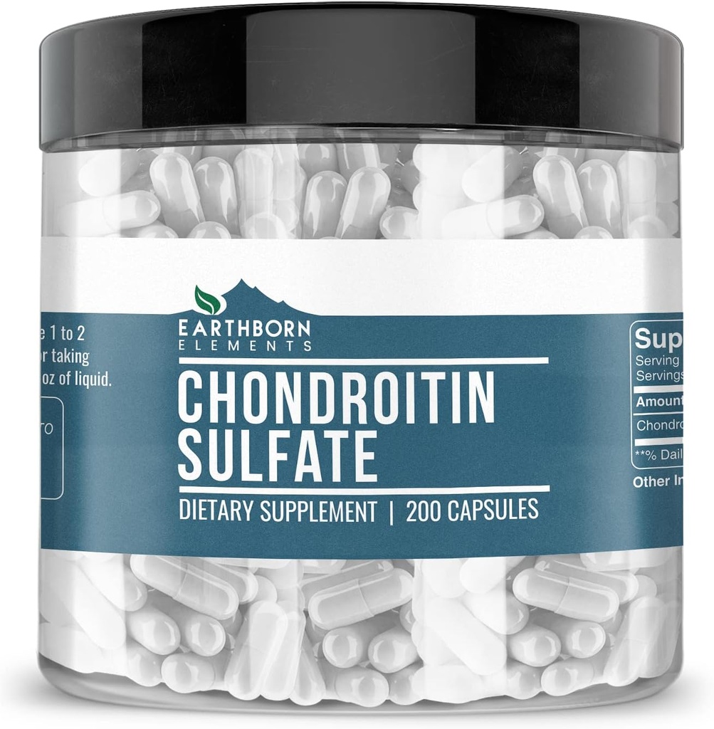 Earthborn Elements Chondroitin Sulfat 200 Kapseln, rein &amp; unverdünnt, keine Zusatzstoffe