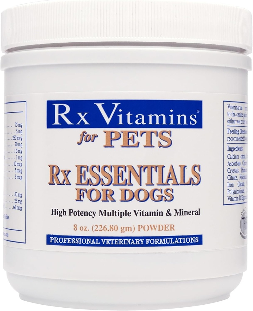 Rx Vitamins Essentials für Hunde - Vitamin & Mineral Multivitamin - Unterstützt Immunsystem Verdauungs-Gesundheit - Pulver 8 oz