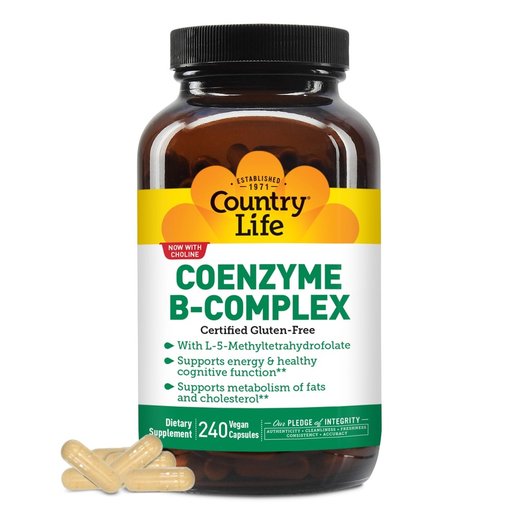 Country Life, Coenzym B-Komplexes Vitamin, Unterstützung Energie und Stoffwechsel, Tägliche Ergänzung, 240 ct