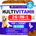 Hund Multivitamin Kaubar mit Glucosamin 26 in 1 - Hunde Vitamine und Ergänzungen - Senior & Welpen Multivitamin für Hunde - Pet Joint Support Health - Immunität, Mobilität, Gut Skin - 120 Chews