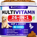 Hund Multivitamin Kaubar mit Glucosamin 26 in 1 - Hunde Vitamine und Ergänzungen - Senior & Welpen Multivitamin für Hunde - Pet Joint Support Health - Immunität, Mobilität, Gut Skin - 120 Chews