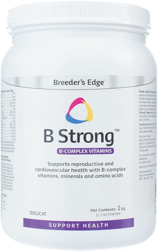 Élevée Edge B Poudre forte, supplément de vitamine complexe B pour chiens et chats, soutient la santé génésique, favorise les cycles de chaleur normaux, et aide à maintenir l'énergie, 1 kg