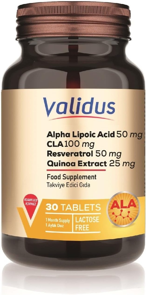 VALIDUS Acide lipoïque Alfa + CLA + Resvératrol 30 comprimés