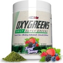 EHP Labs OxyGreens Super Greens Powder – Tägliche Greens & Superfood-Ergänzung mit Spirulina, Chlorella, Prebiotics, Verdauungsenzyme, Antioxidantien – 30 Servierungen (Forest Berries)