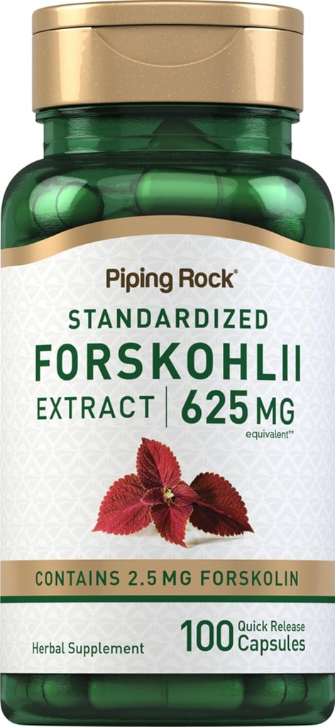 Piping Rock Coleus Forskohlii Root Extract | 625 mg | 100 Kapseln | Kräuterergänzung | Non-GMO, Glutenfrei