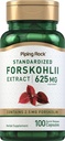 Piping Rock Coleus Forskohlii Root Extract | 625 mg | 100 Kapseln | Kräuterergänzung | Non-GMO, Glutenfrei