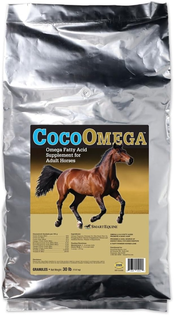 SmartEquine CocoOmega Granular | Pferdeergänzungen für Haut, Hoof, & Coat Gesundheit | Omega-3 Fettsäuren | 30 LB