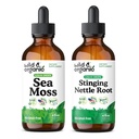 Teinture de mousse de mer sauvage et biologique 4 fl oz & stinging Nettle Root Teinture 4 fl oz