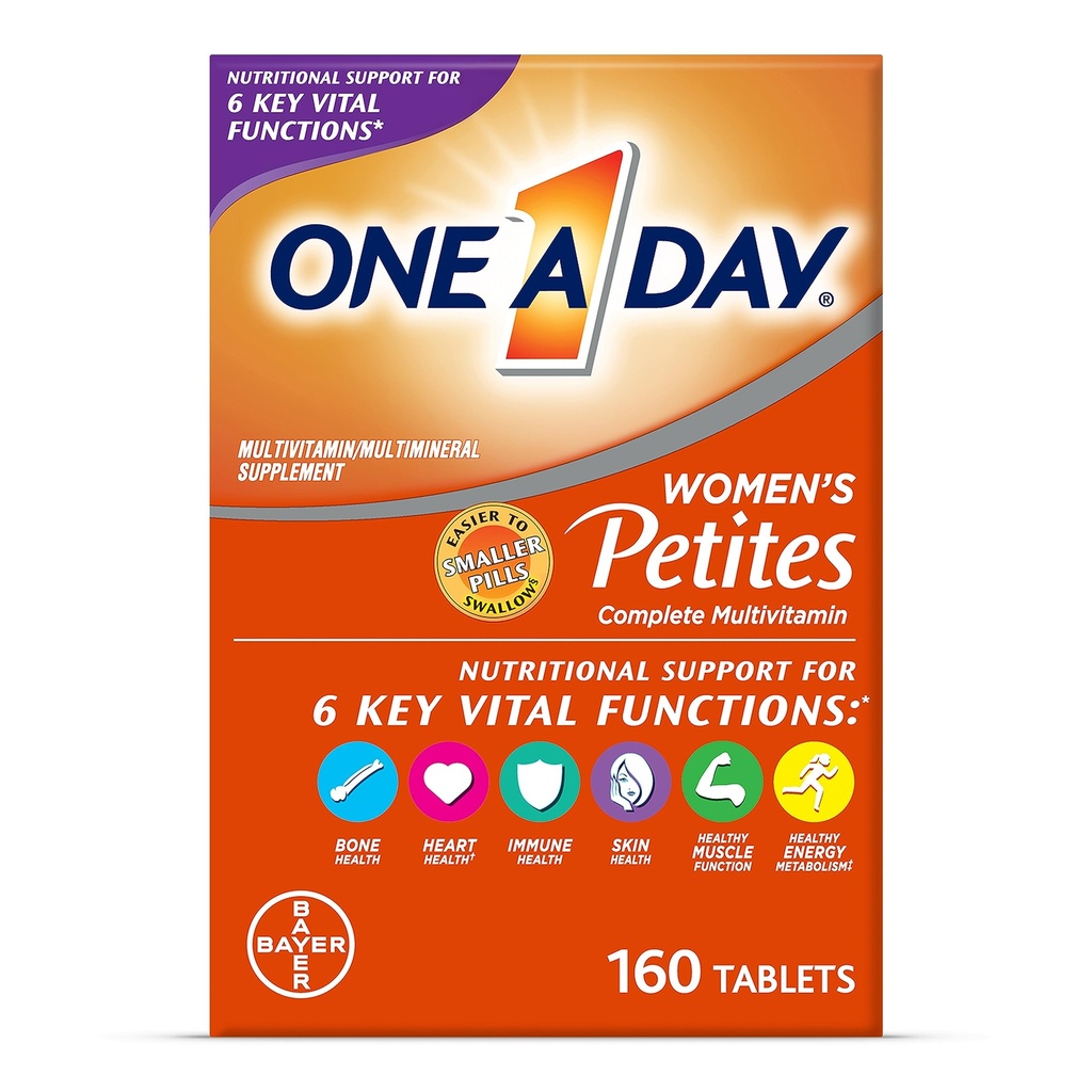 Ein Tag Frauen Petites Multivitamin, Ergänzung mit Vitamin A, C, D, E und Zink für Immun-Gesundheitsunterstützung, B Vitamine, Biotin, Folat (als Folsäure) & mehr,Tablet, 160 Zählung