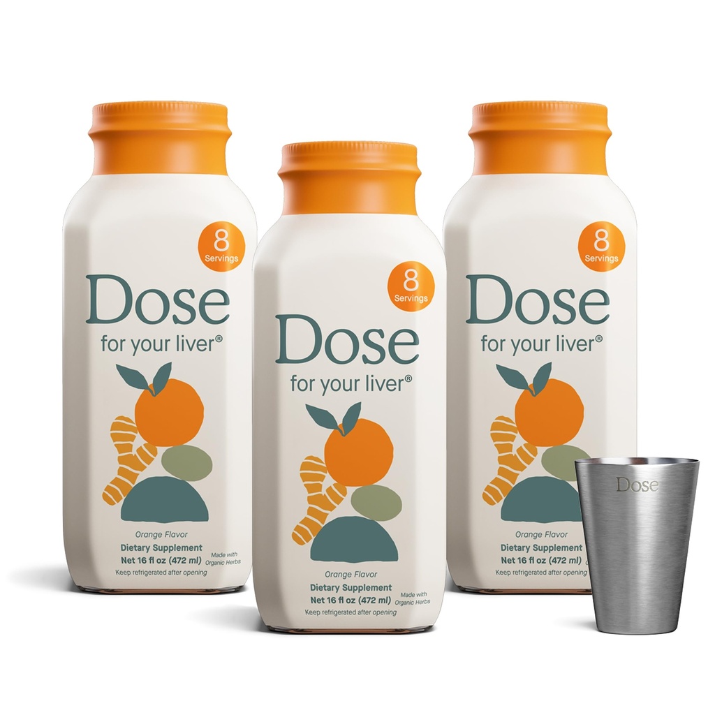 DOSE für Ihren Leberreiniger Detox & Repair, mit Bio-Milch-Diesel-Ergänzung mit Kurkuma, Dandelion, Ingwer und Orange, Unterstützt gesunde Leberfunktion, 16oz Flasche, 3 Packung (3 Wochen Versorgung)