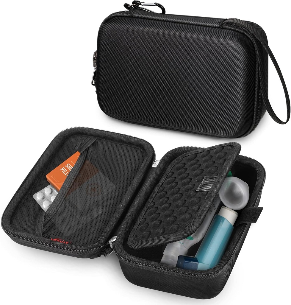 Hard Shell-Gehäuse für Portable Nebulizer Asthma Inhaler, Portable Shockproof Anti-Scratch Travel Carrying Case for Personal Inhalers Nebulizador für Atmung Probleme Handheld Nebulizer, Schwarz