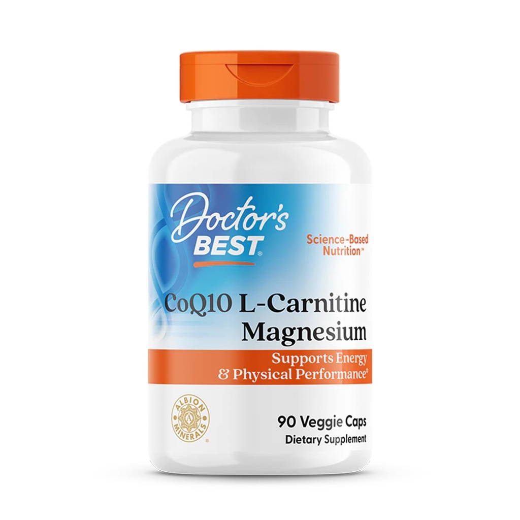 Doctor's Best Coq10/l-Carnitin/Magnesium Unique Blend, unterstützt Energie, Muskelmasse & Muskelgewebe Erholung, Veggie Caps, 90Count