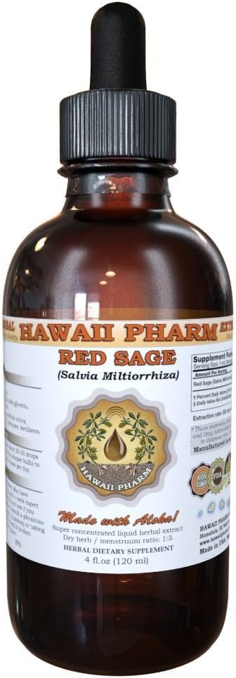 HawaiiPharm Red Sage (Salvia Miltiorrhiza) Flüssiger Extrakt, Tinktur, Kräuterergänzung, Made in USA, 2 fl.oz