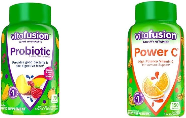 Vitafusion Probiotic und Vitamin C Gummy Supplements, 70 Zähler und 150 Zähler