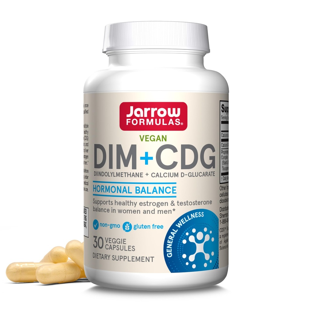 Jarrow Formulas - DIM plus CDG Veggie Capsules - 30 Count - DIM Supplement for Hormone Balance - Non-GMO, Gluten-Free