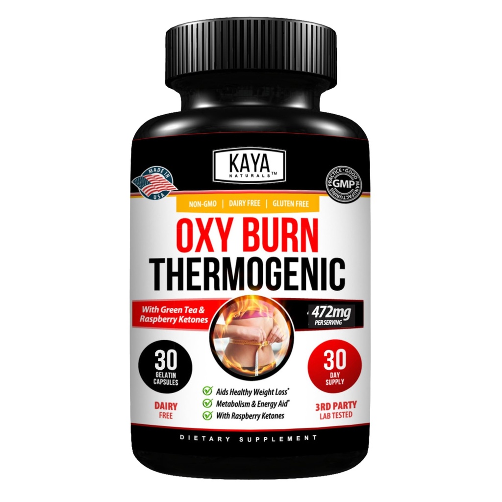 Kaya Naturals Oxy Burn - Thermogene Kräuterformel für aktives Leben – Non-GMO & Gluten-Free – 30 Count