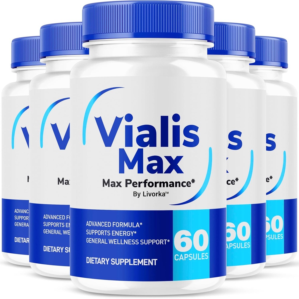 (5 Pack) Vialis Max Pills for Men - Official Vialis Max Premium Male Support Formula for Fast Acting Energy, Endurance and Performance, VialisMax Capsules Advanced Formula, 300 Capsules for 5 Months