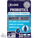 Probiotique supplémentaire de force pour la santé digestive et le soutien immunitaire, 60 milliards CFU et 15 souches, probiotiques de santé Gut pour les hommes et les femmes soutient la constipation occasionnelle, la diarrhée, le gaz et le ballonnement, 30CT