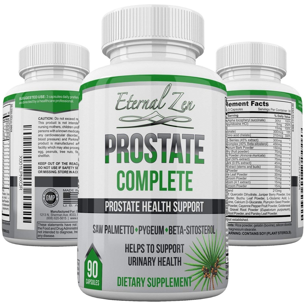 Prostate Komplette pflanzliche Gesundheitsunterstützung Ergänzungen für Männer, Säge Palmetto Stinging Nettle Pygeum Beta-sitosterol Reishi Shiitake, 90 Count Capsule