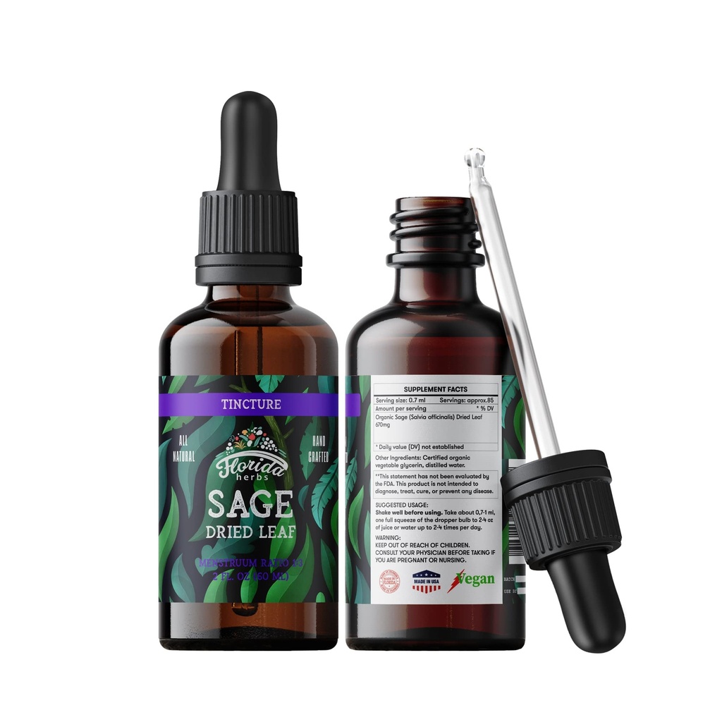 Salbeiextrakt – Natürliche getrocknete Salbei – Sage Kräuter (Salvia officinalis) – Bio Sage Kräuter - None-GMO - Made in USA – 2 Unze