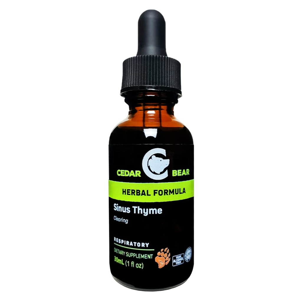 Cedar Bear Sinus Thyme un supplément à base de plantes liquide qui soutient un fonctionnement clair dans les sinus et améliore les fonctions immunitaires 1 fl oz / 30 ml