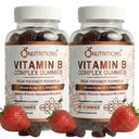 O NUTRITIONEN Vitamin B Complex Vegan Gummies mit Vitamin B12, B7 als Biotin, B6, B3 als Niacin, B5, B6, B8, B9 als Folate für Stress, Energie und gesundes Immunsystem (2 Pack)