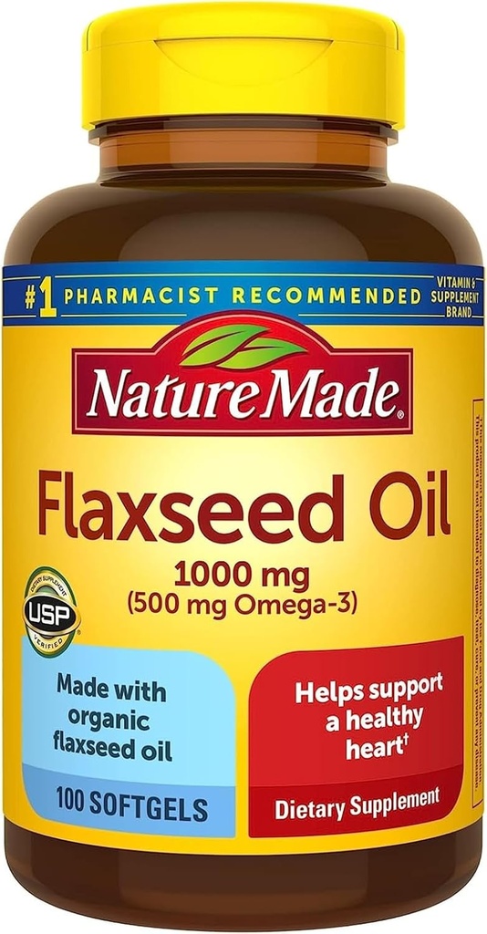 Nature Made Flaxseed Oil 1000mg, 100 Liquid Softgels (Pack of 4)