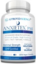Genehmigte Science Anxietex Night - Ease Worry and Discontent, Sleep Well - Valerian, Passion Flower, Kamille - 30 Kapseln - Vegan Supplement - Made in USA