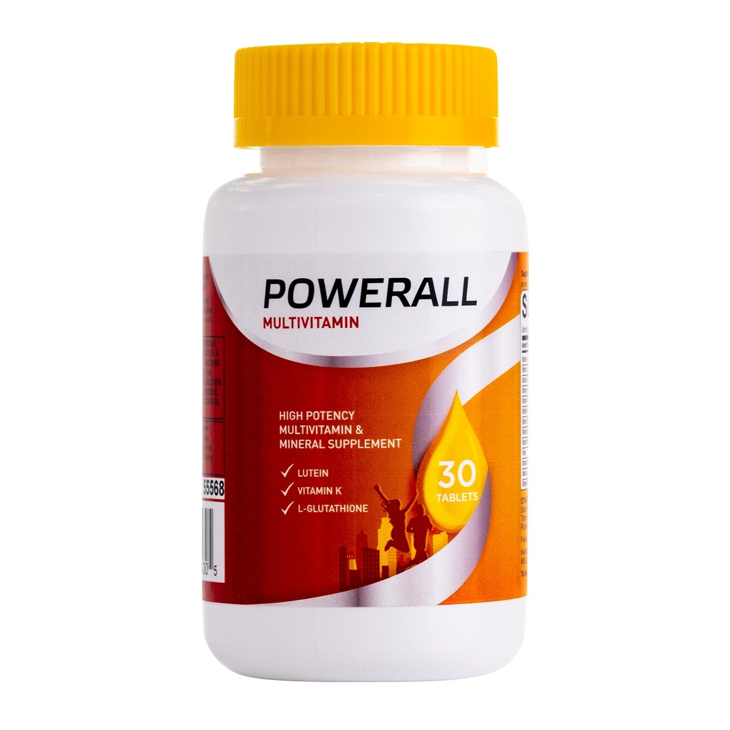 Multivitamines adultes POWERALL pour hommes et femmes, soutien immunitaire, avec vitamines A, C, D3, E, K1 et B, 30 Nombre
