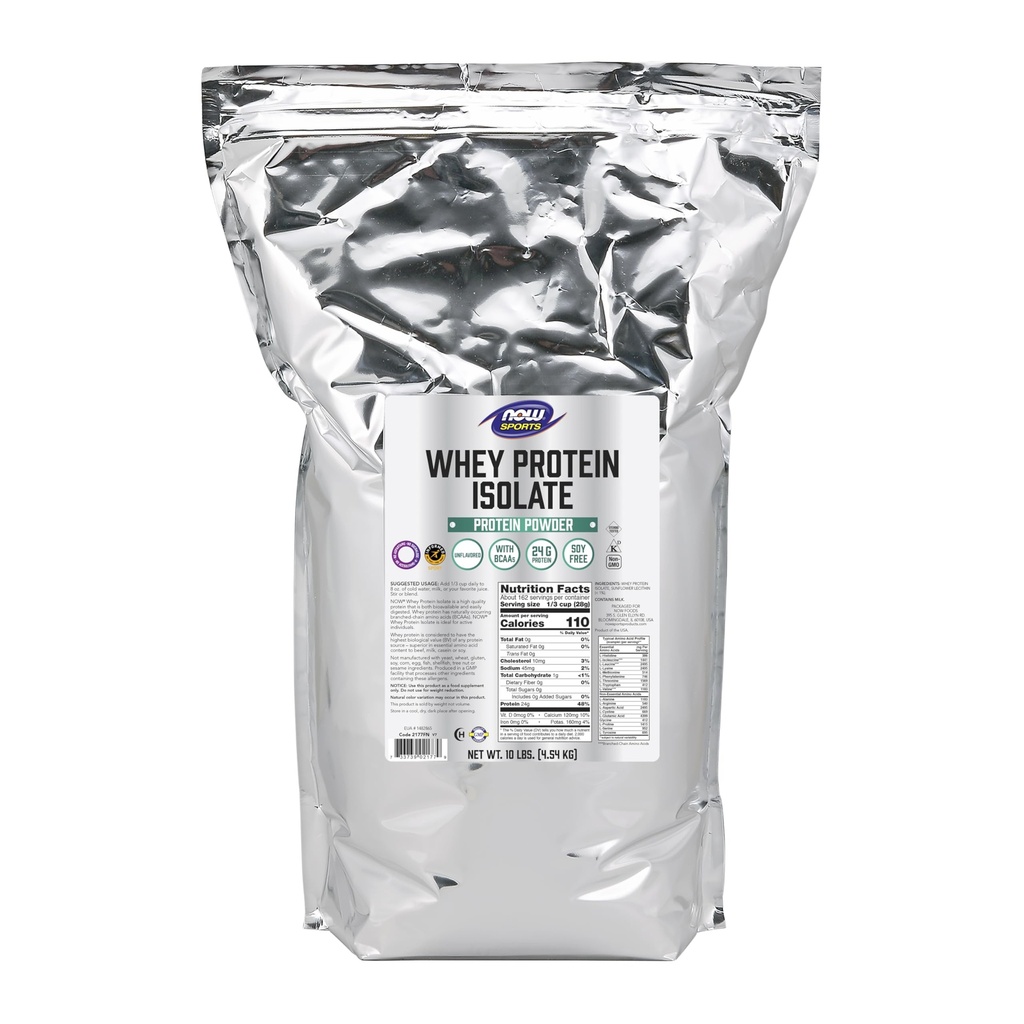 MAINTENANT Aliments Sports Nutrition, Isolation des protéines de lactosérum, 25 g avec BCAA, poudre non aromatisée, 10-Pound