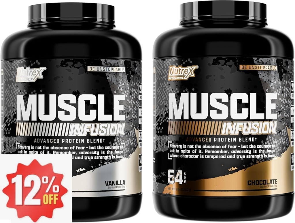 Bundle Whey Protein Pulver, Vanille und Schokolade Muskel-Infusion Whey Isolieren EAA & Hi BCAA für Muskelgewebe Gewinn - 5 Pfund - Muskelaufbau für Männer & Frauen, Sporternährung, Köstlicher Geschmack & Textur